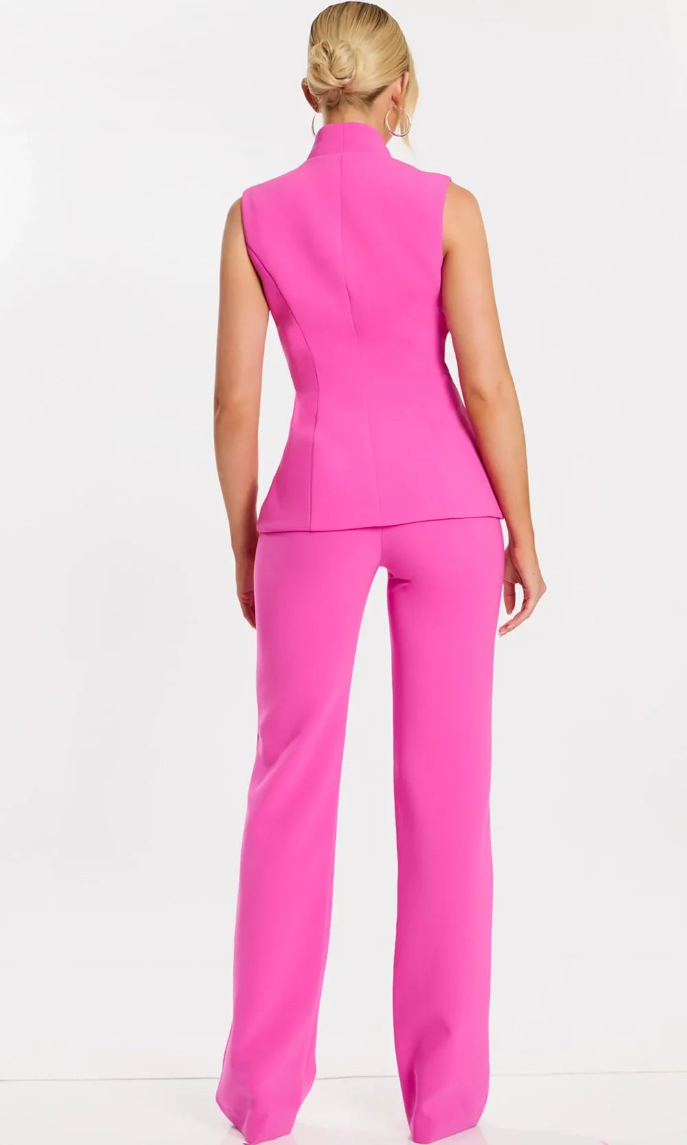 Jovani 45171 - Two Piece Plunging Neck Pantsuit Special Occasion Dress In Valentino Pink