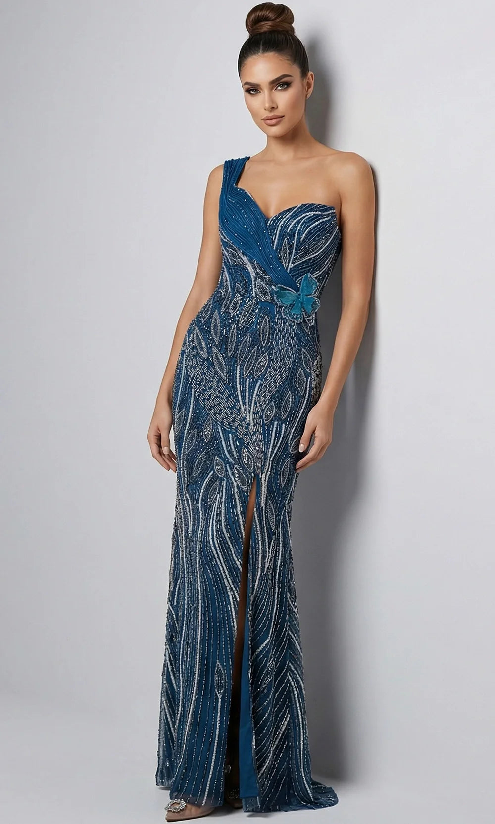 Jovani 45208 - Asymmetrical Sweetheart Neck Embellished Gown Prom Dresses  in Turquoise  