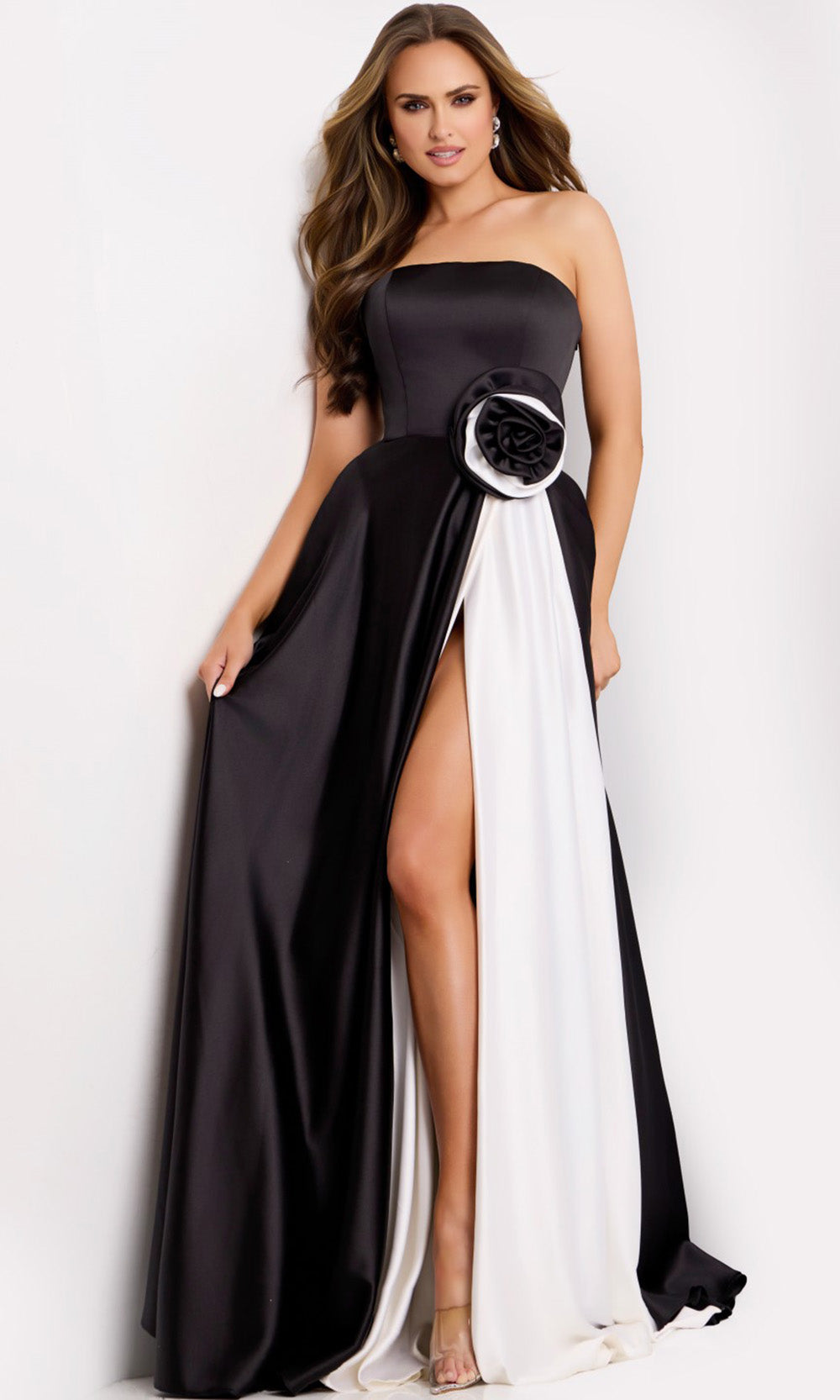 Jovani 45209 - Rosette Waist Straight Neckline Gown Prom Dresses