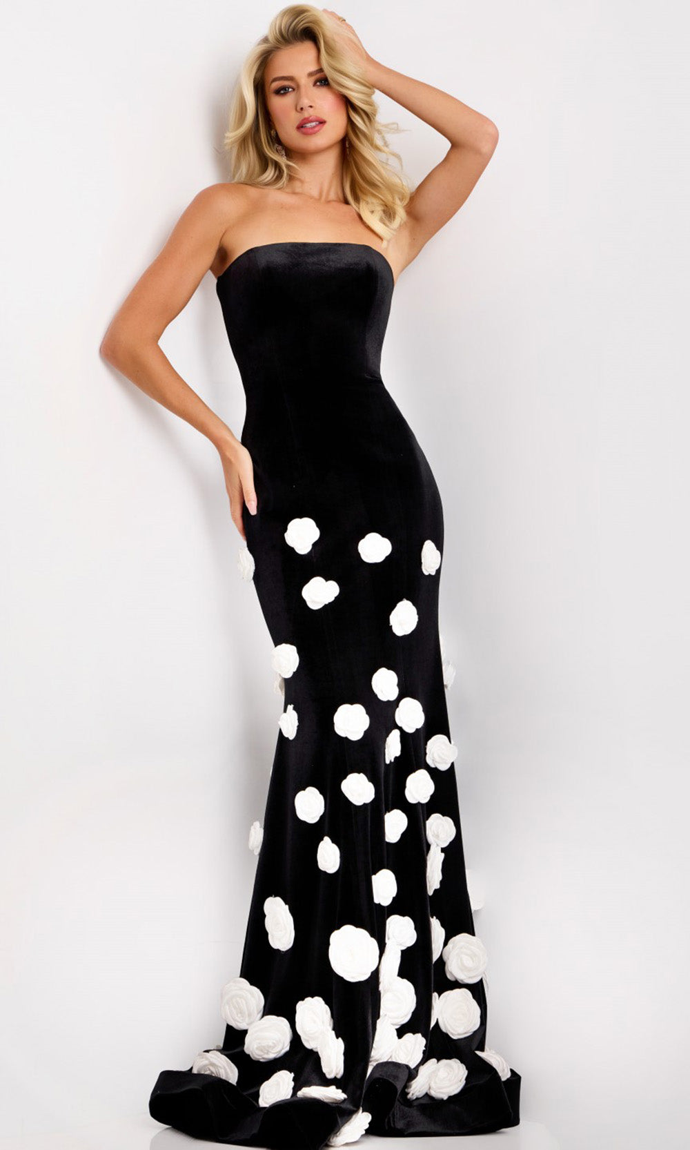 Jovani 45238 - 3D Floral Accent Mermaid Evening Gown