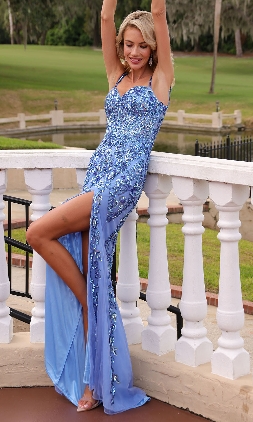 Primavera Couture 4525 - Sheath Skirt Embellished Prom Dress Prom Dresses