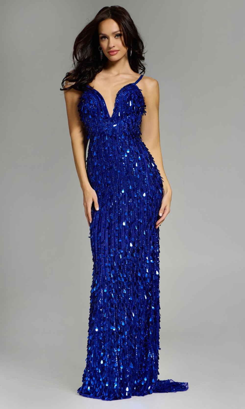 Jovani 45262 - V-Neck Spaghetti Strap Long Gown Prom Dresses