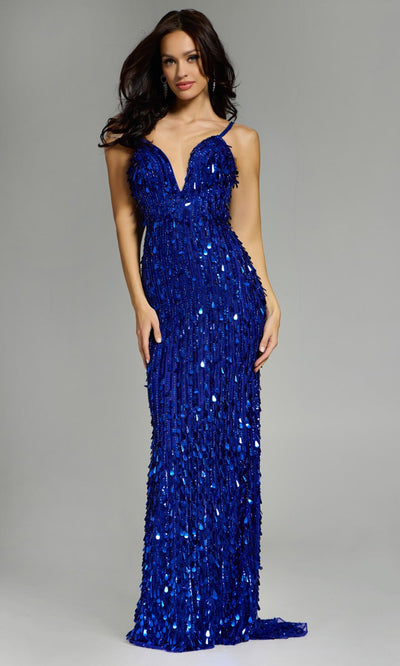 Jovani 45262 - V-Neck Spaghetti Strap Long Gown Prom Dresses