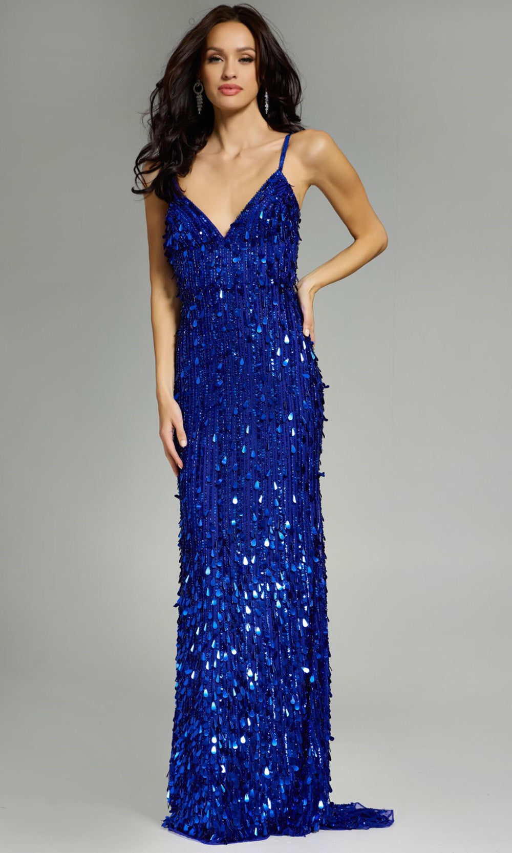 Jovani 45262 - V-Neck Spaghetti Strap Long Gown Prom Dresses