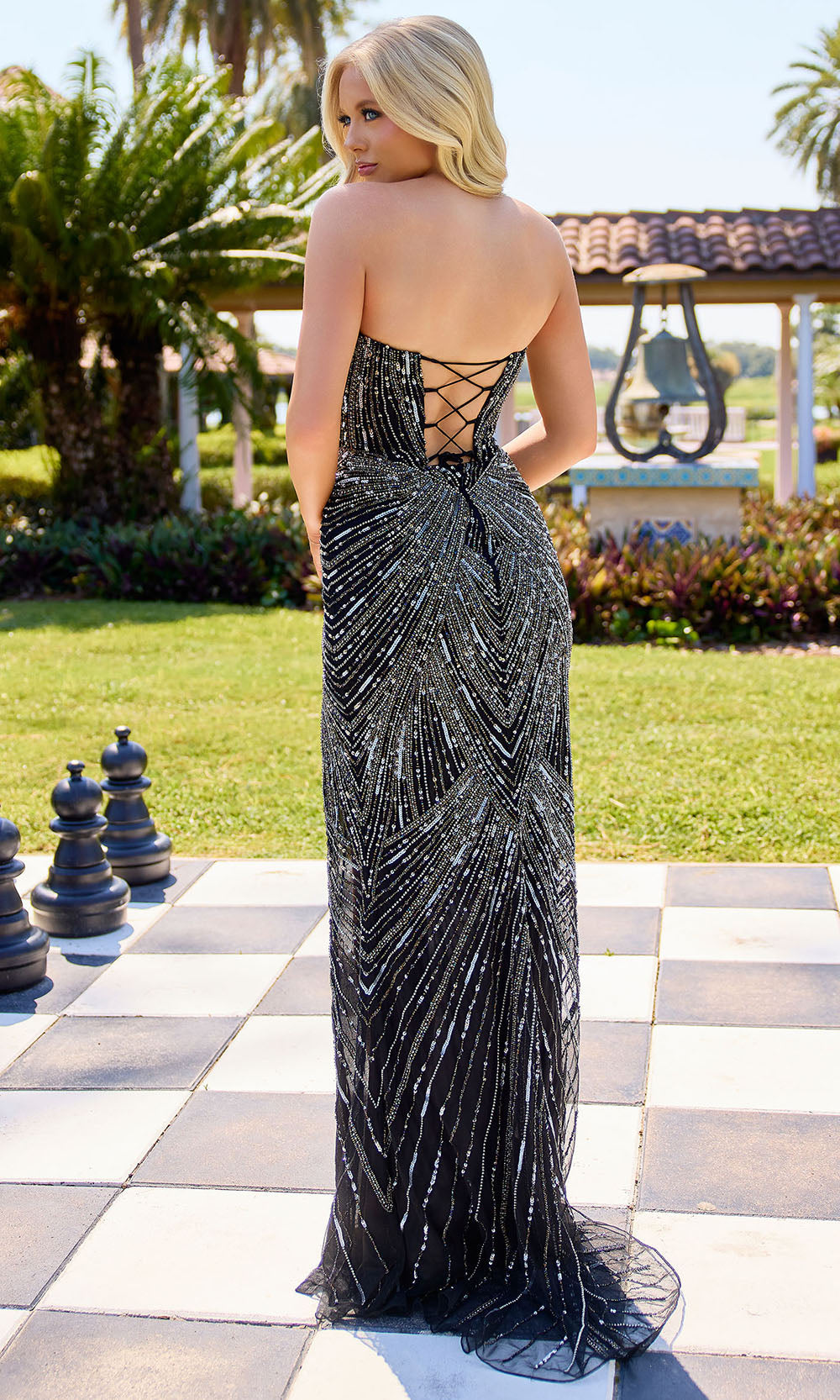 Primavera Couture 4526 - Linear Pattern Fitted Sheath Dress Prom Dresses