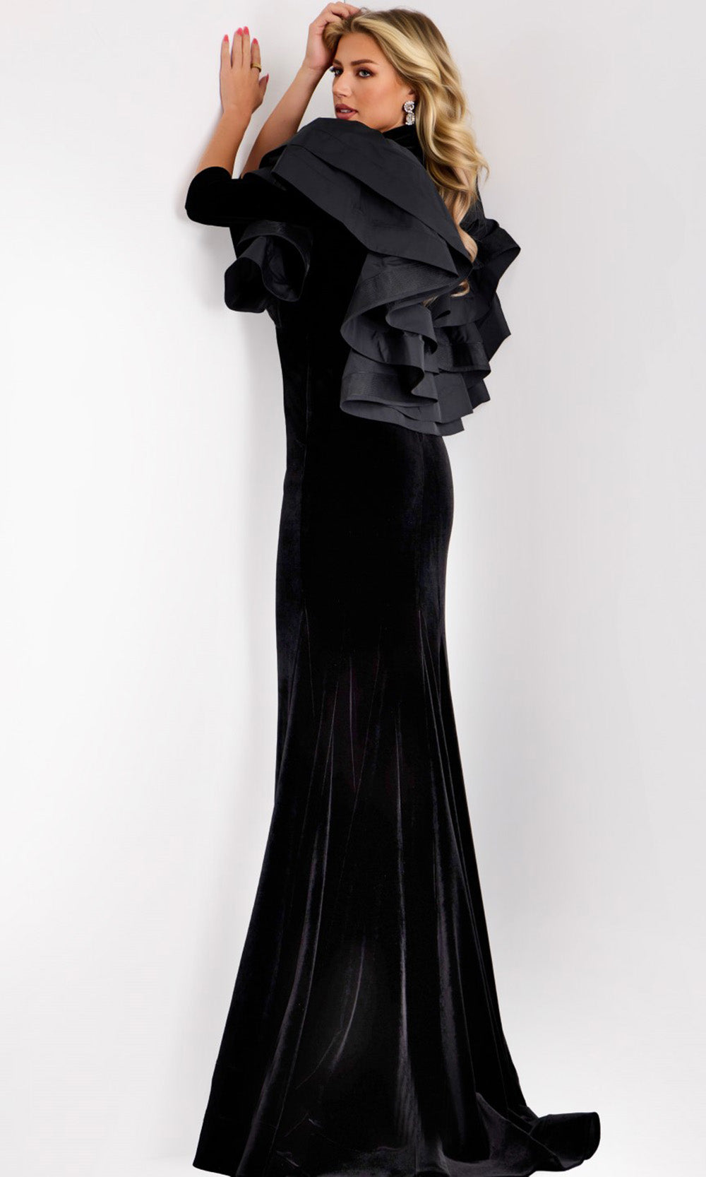 Jovani 45322 - Three-Quarter Sleeve Sheath Gown with Ruffle Mother of the Bride Dresses