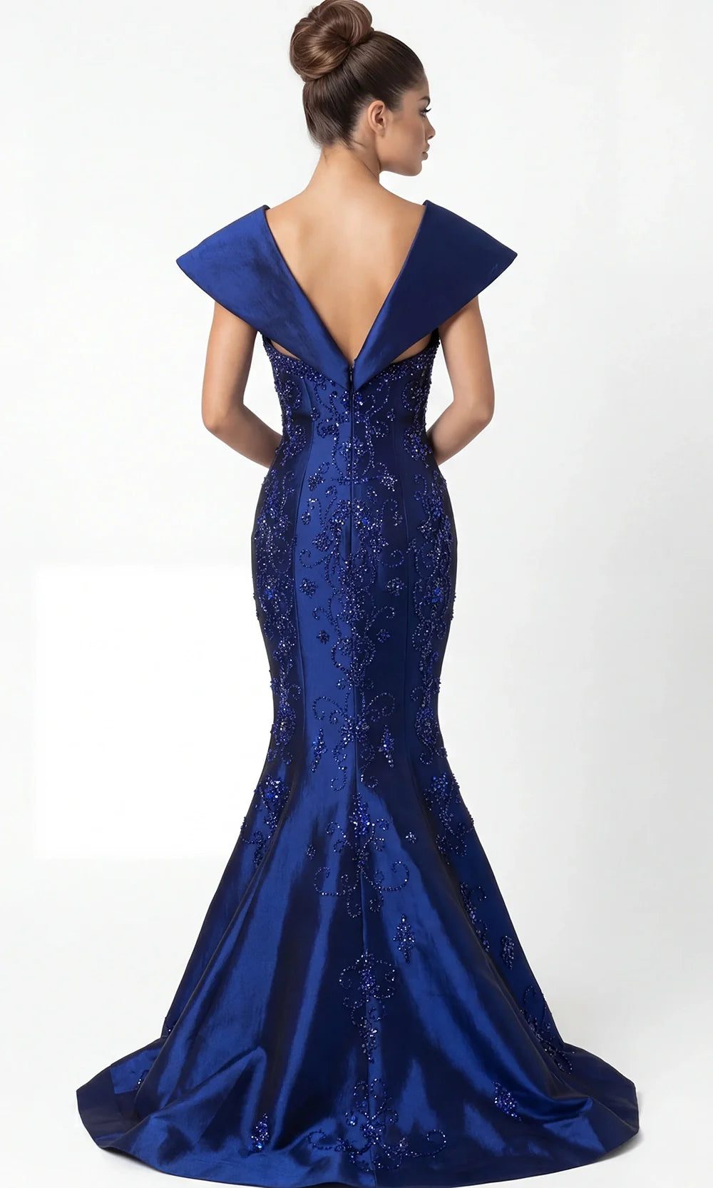 Jovani 45337 - V-Neck Tonal Beaded Evening Gown Prom Dresses  in Navy  
