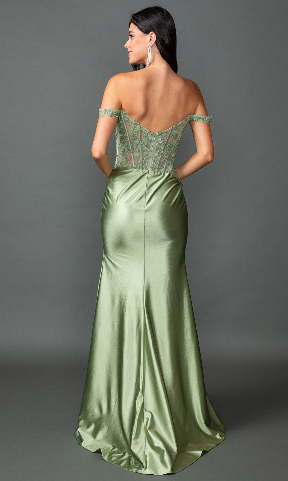 Dancing Queen 4536 - Lace Corset Satin Prom Dress Prom Dresses