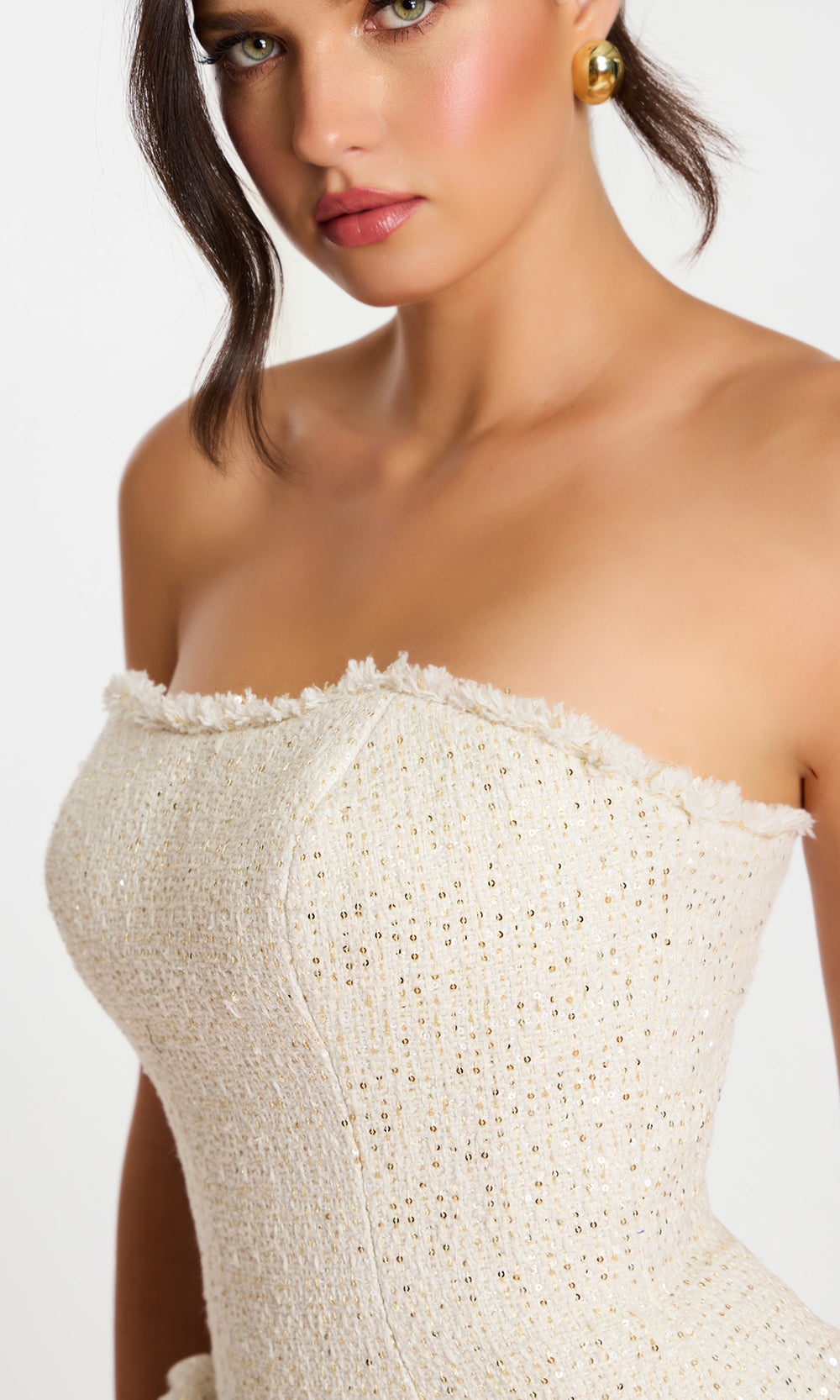 Jovani 45388 - 3D Rosette Skirt Strapless Mini Dress Prom Dresses  in Cream 