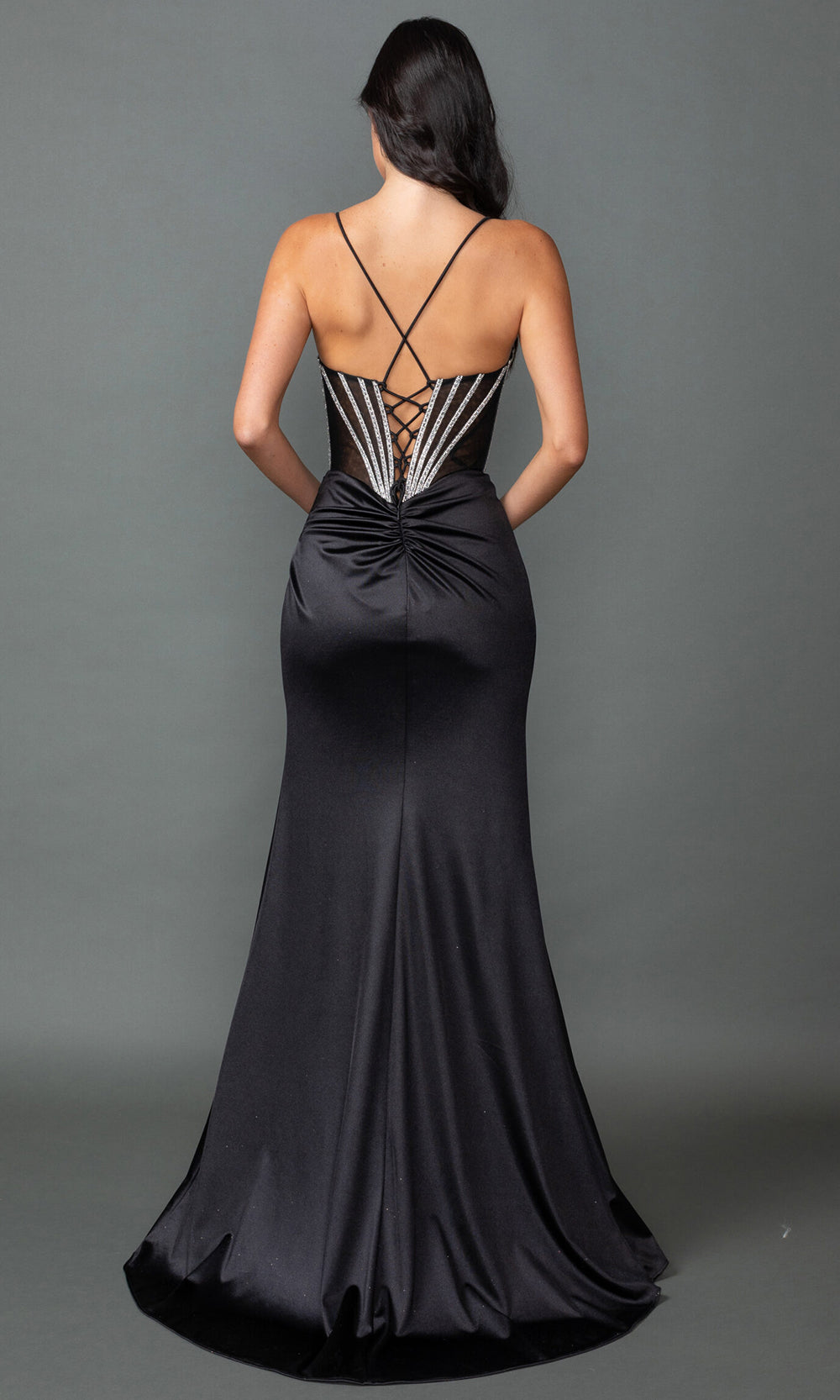 Dancing Queen 4538 - Satin Beaded Illusion Corset Evening Dress Prom Dresses