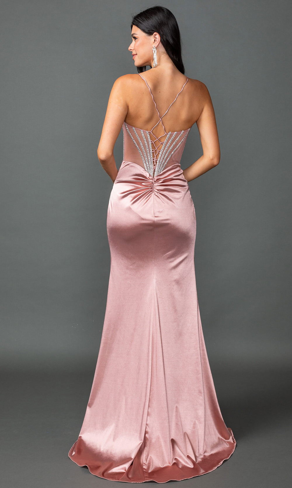 Dancing Queen 4538 - Satin Beaded Illusion Corset Evening Dress Prom Dresses