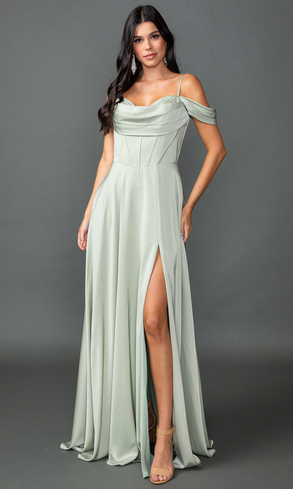 Dancing Queen 4539 - Chiffon Draped Cowl Neck Prom Dress Prom Dresses