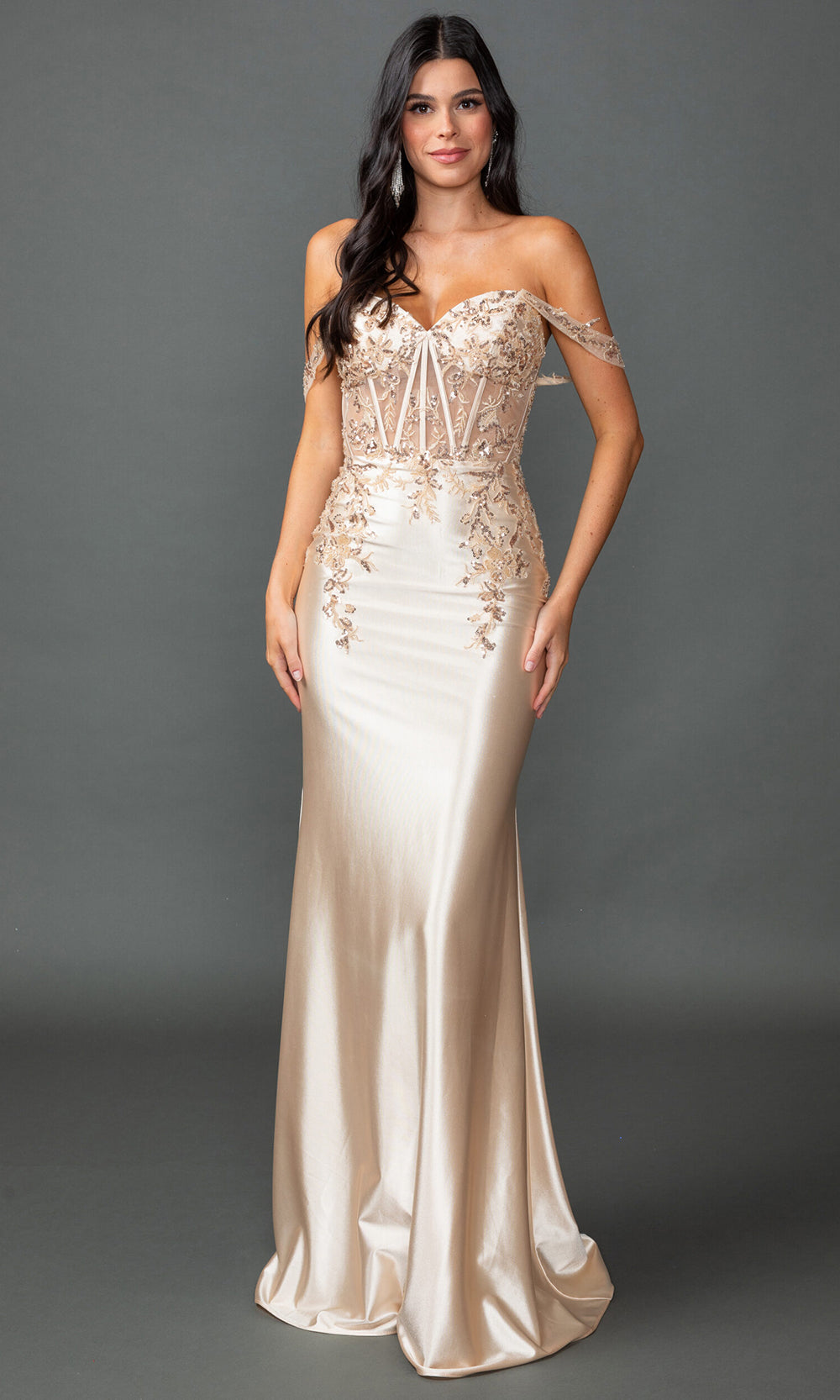 Dancing Queen 4540 - Satin Corset Mermaid Prom Dress Prom Dresses