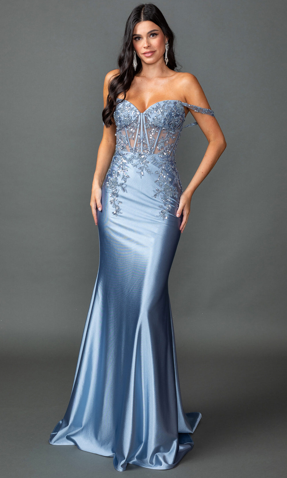 Dancing Queen 4540 - Satin Corset Mermaid Prom Dress Prom Dresses