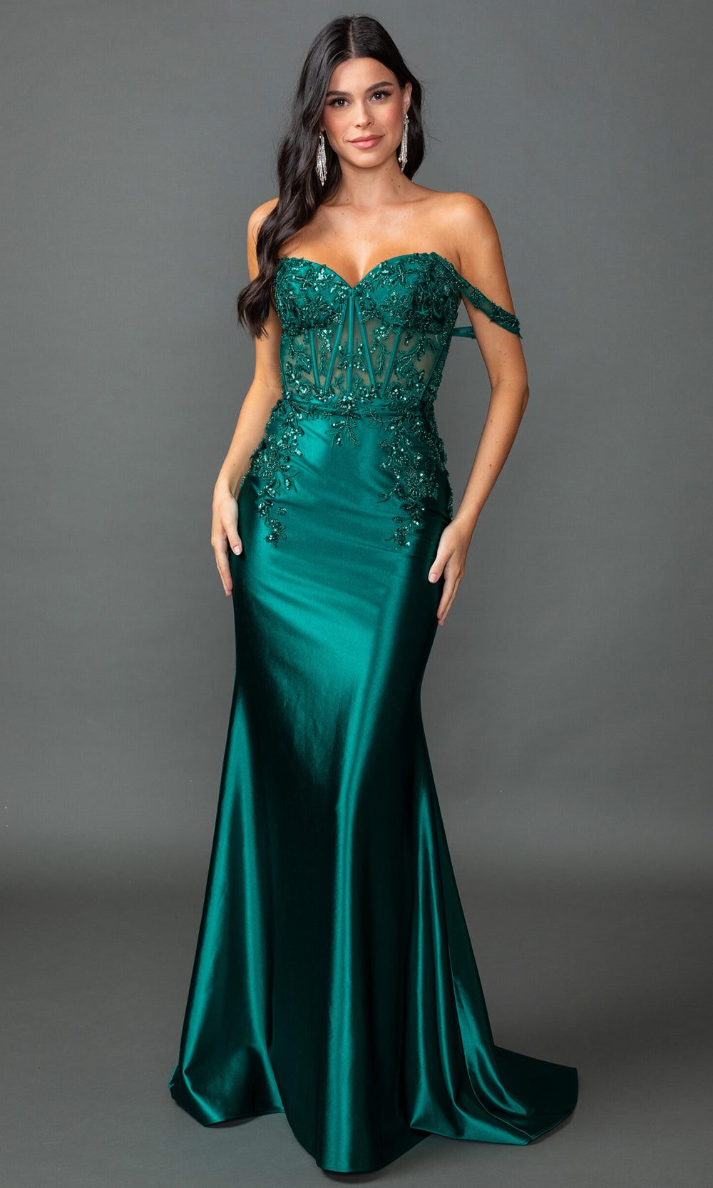 Dancing Queen 4540 - Satin Corset Mermaid Prom Dress Prom Dresses