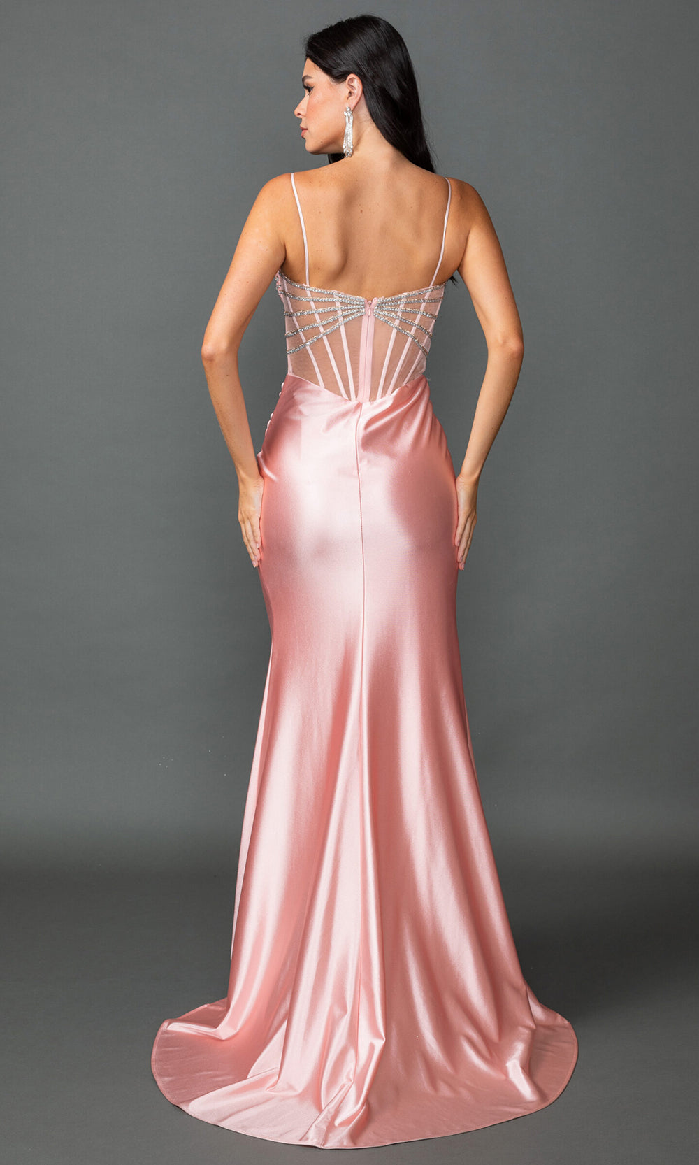 Dancing Queen 4541 - Satin Beaded Corset Evening Dress Prom Dresses