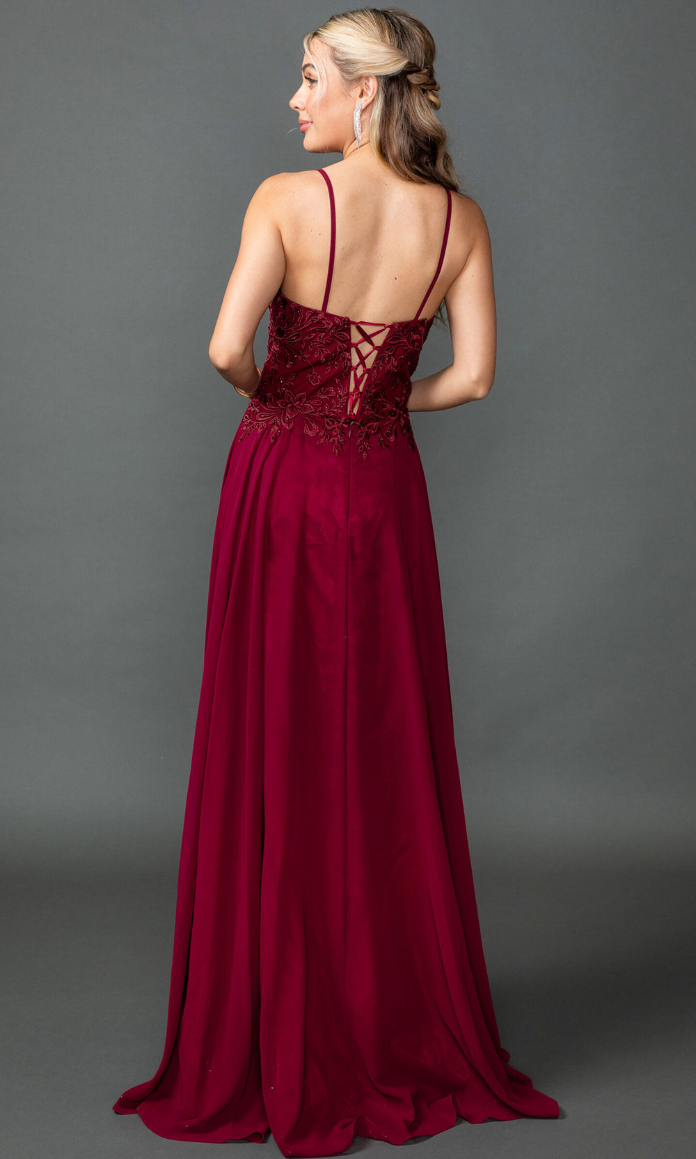 Dancing Queen 4542 - V?Neck Chiffon Embroidered Bodice Prom Dress Prom Dresses