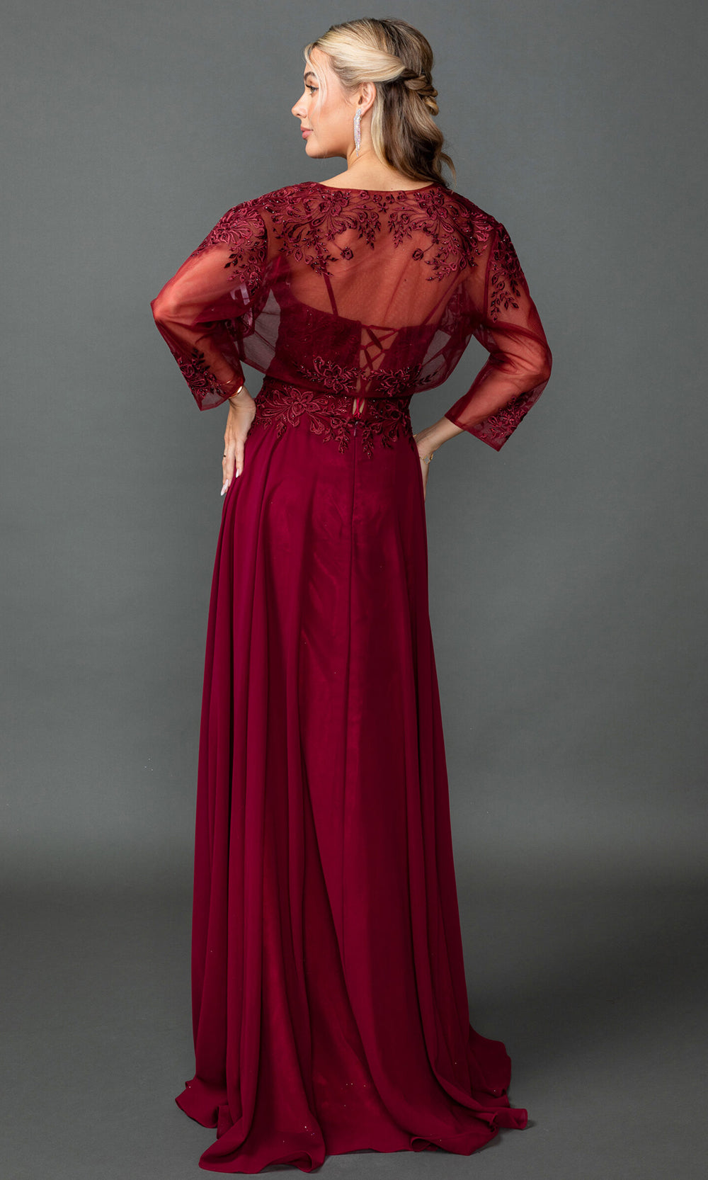 Dancing Queen 4542 - V?Neck Chiffon Embroidered Bodice Prom Dress Prom Dresses
