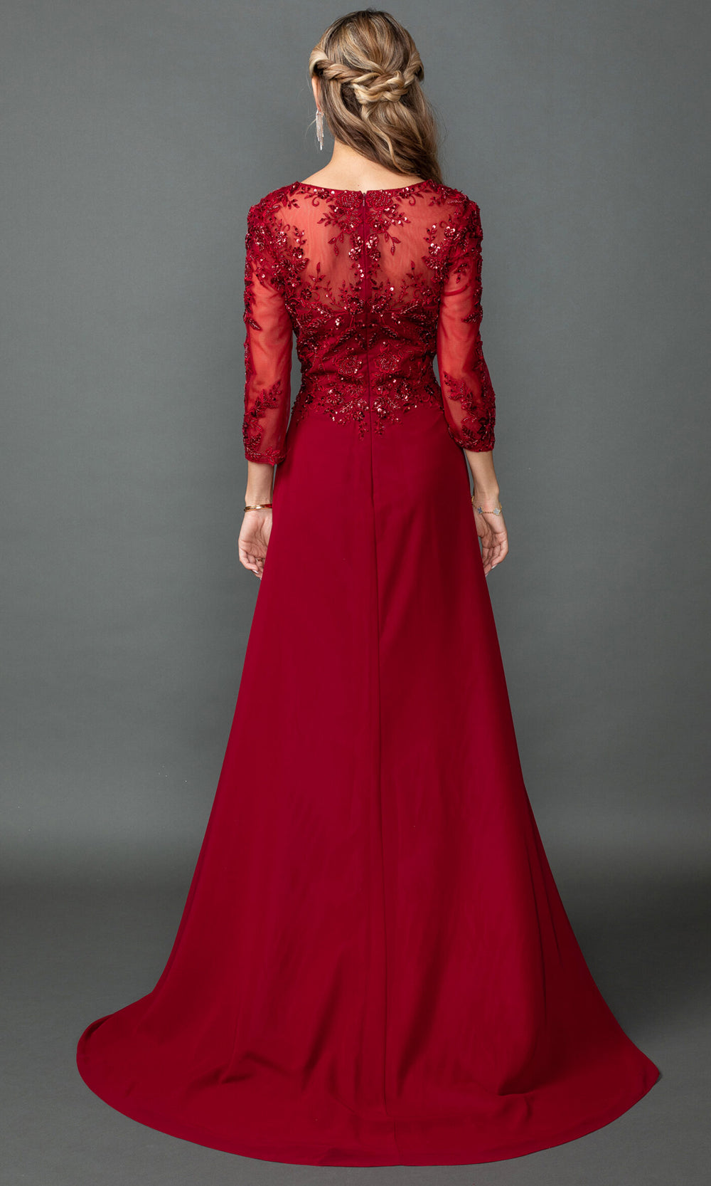 Dancing Queen 4543 - Sheer Embellished V-Neck Chiffon Prom Dress  Prom Dresses