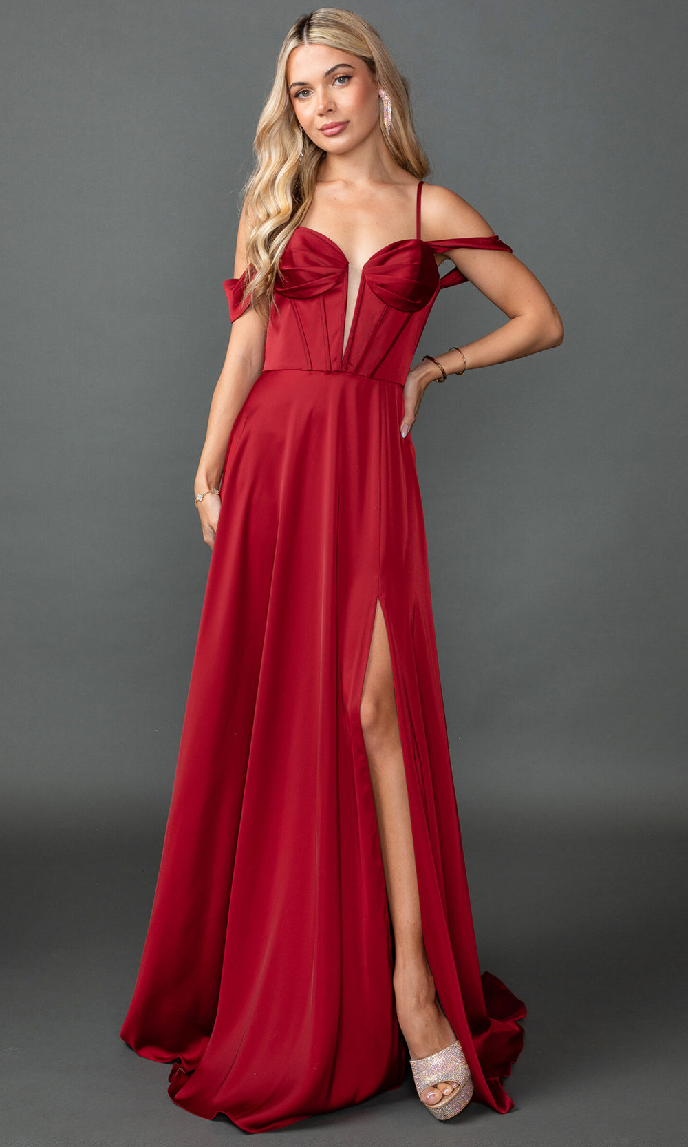 Dancing Queen 4544 - Satin Sweetheart Neckline Long Dress Prom Dresses