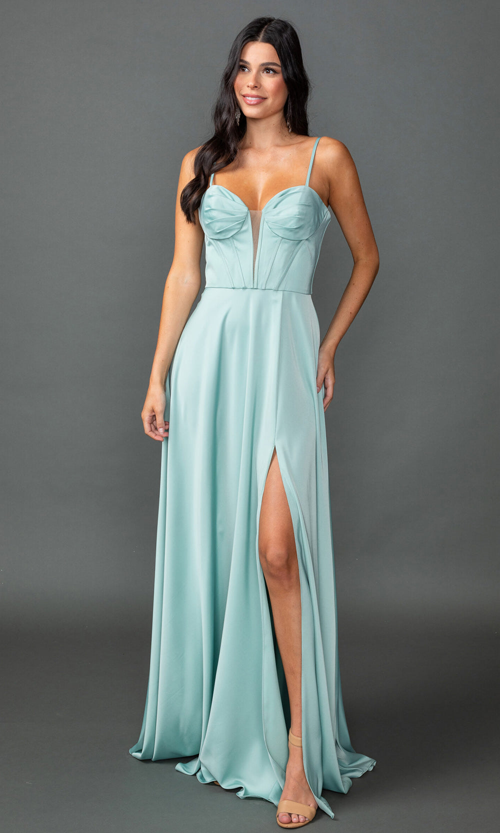 Dancing Queen 4544 - Satin Sweetheart Neckline Long Dress Prom Dresses