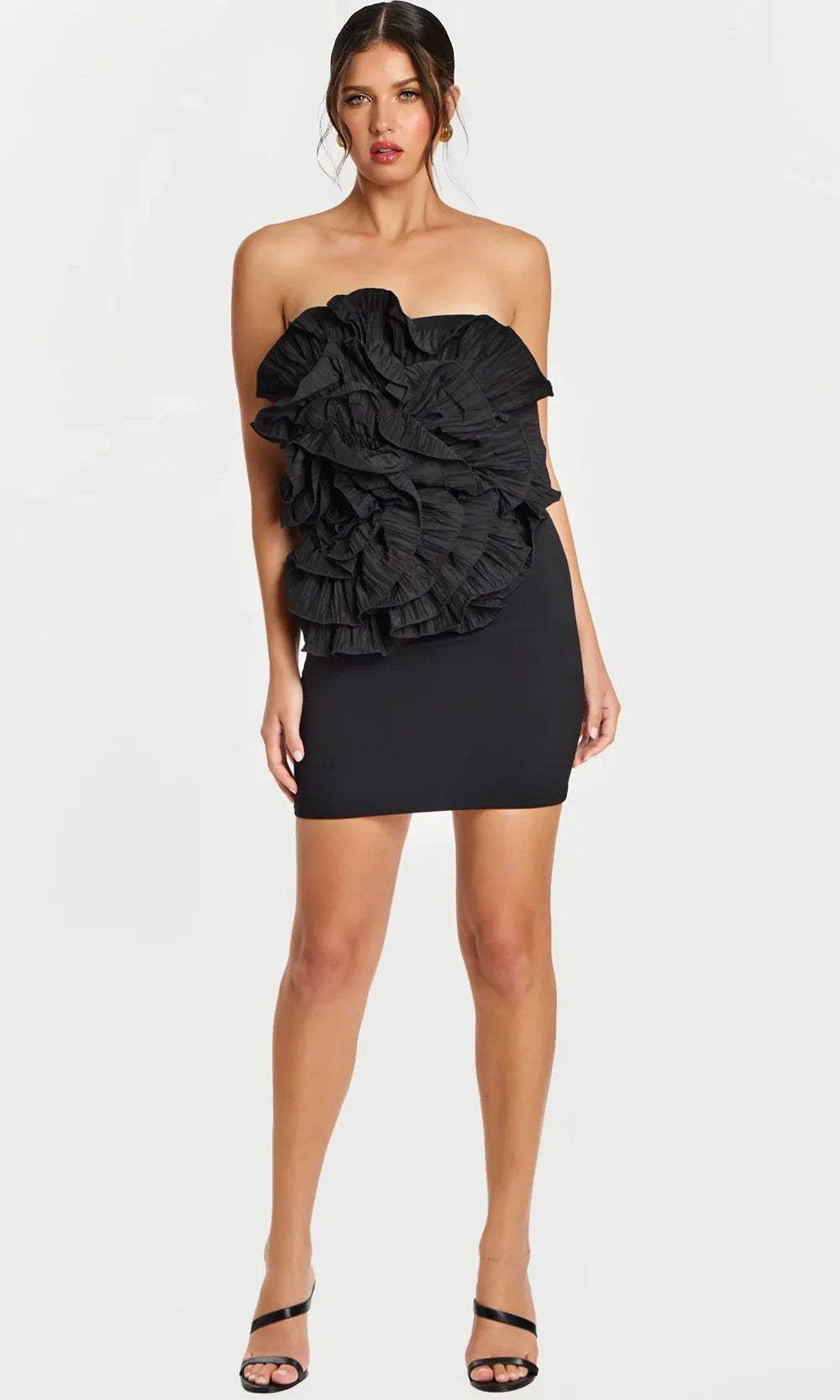 Jovani 45451 - Fitted Strapless Dress with Layered Ruffles Prom Dresses  in Black 