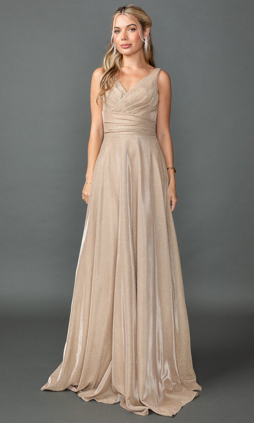 Dancing Queen 4545 - Sleeveless Glitter V?Neck Evening Dress Prom Dresses