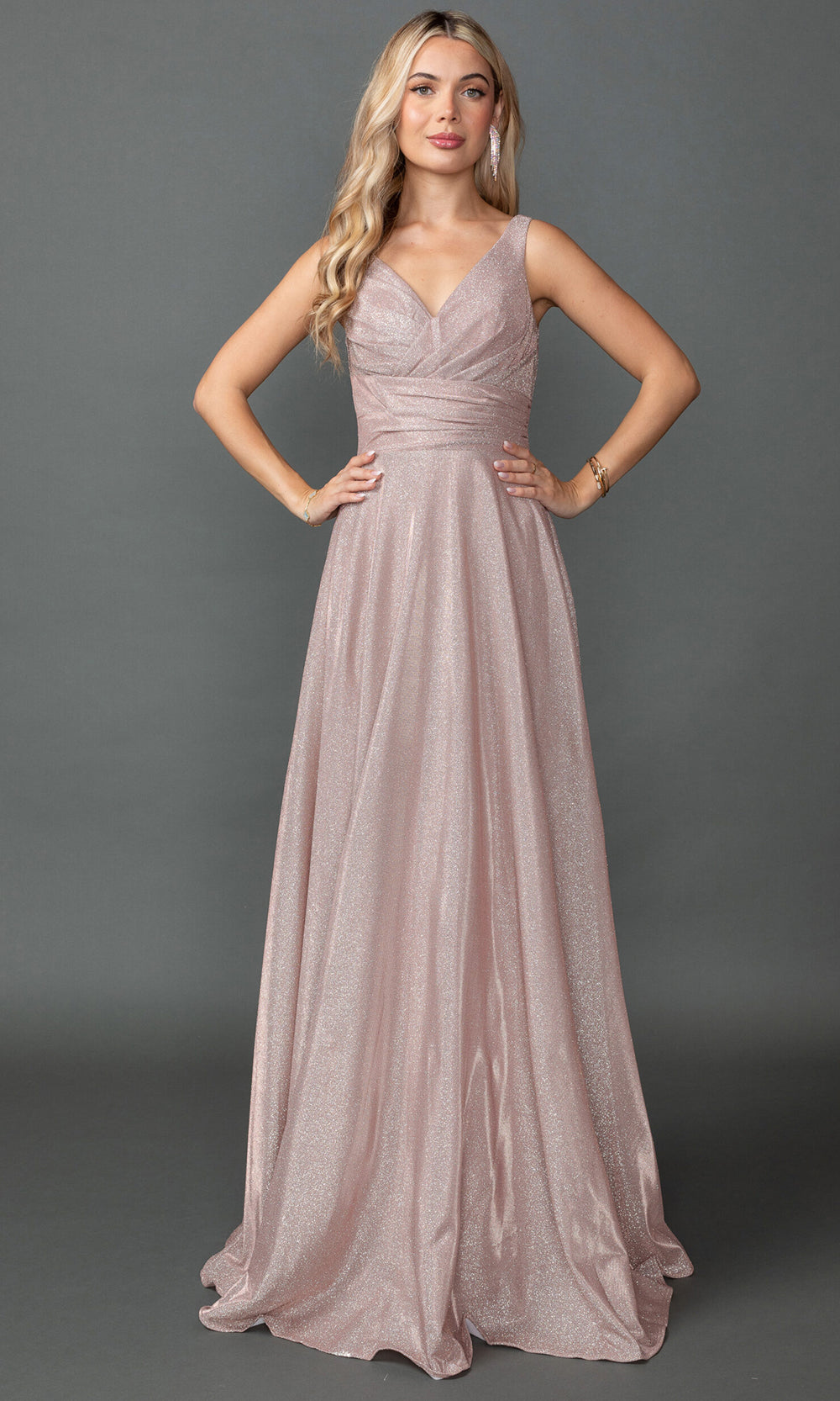 Dancing Queen 4545 - Sleeveless Glitter V?Neck Evening Dress Prom Dresses