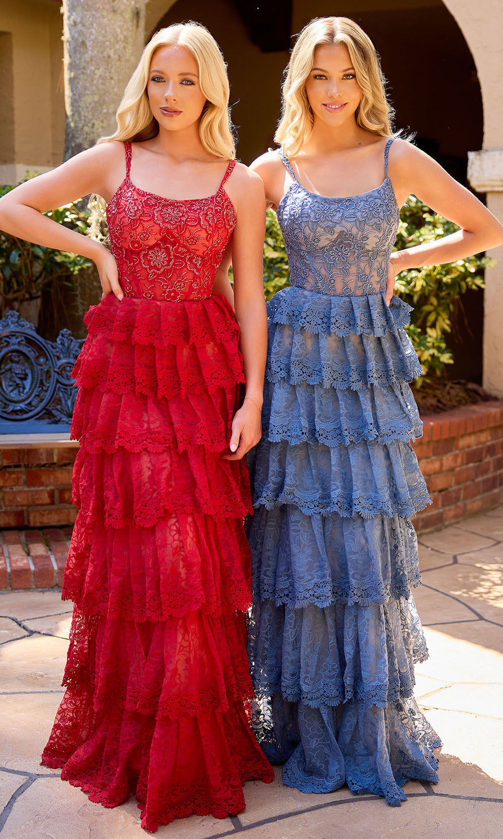 Primavera Couture 4546 - Floral Lace Scoop Neckline Prom Dress Prom Dresses