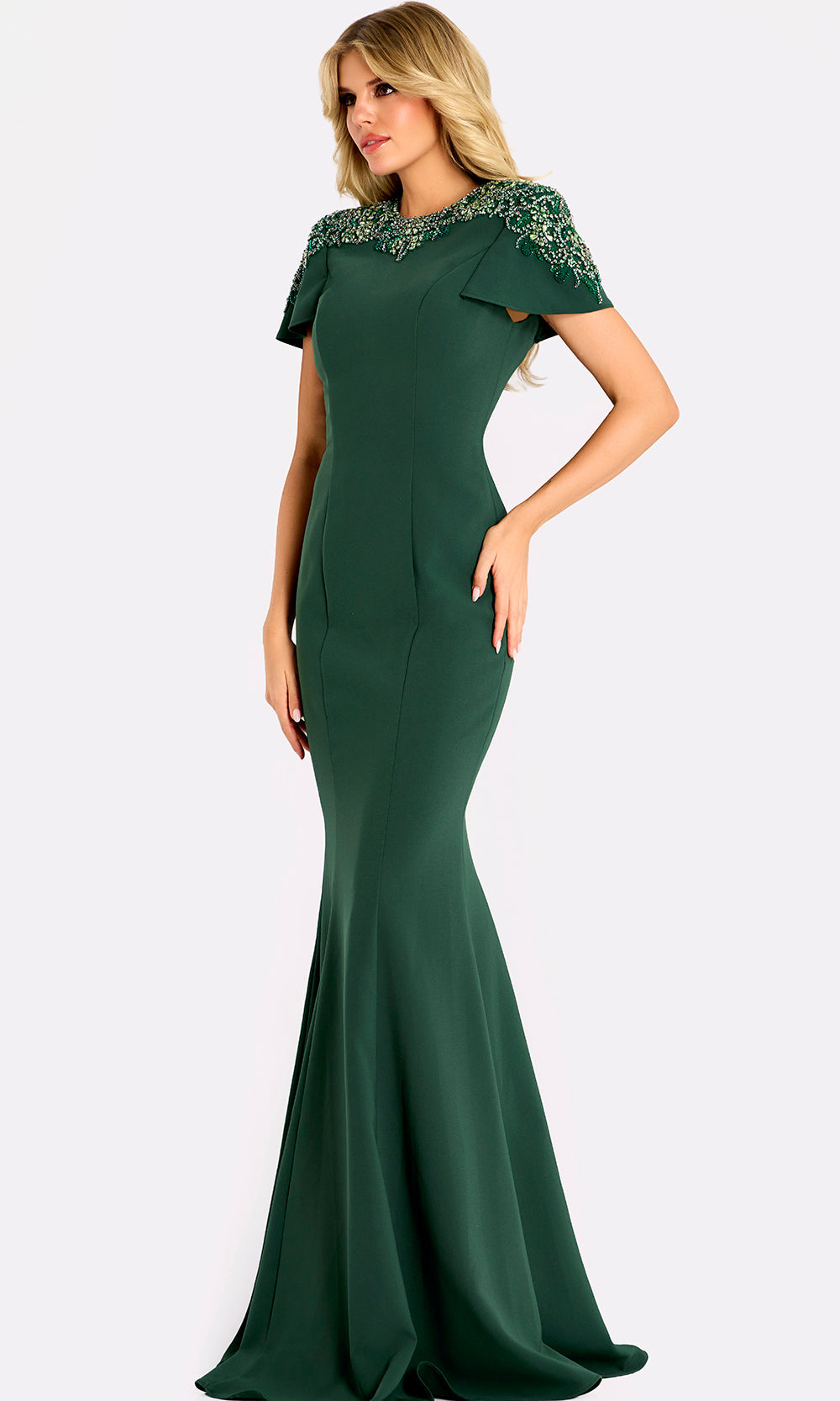Jovani 45477 - Mermaid Crepe Evening Gown with Seamed Bodice