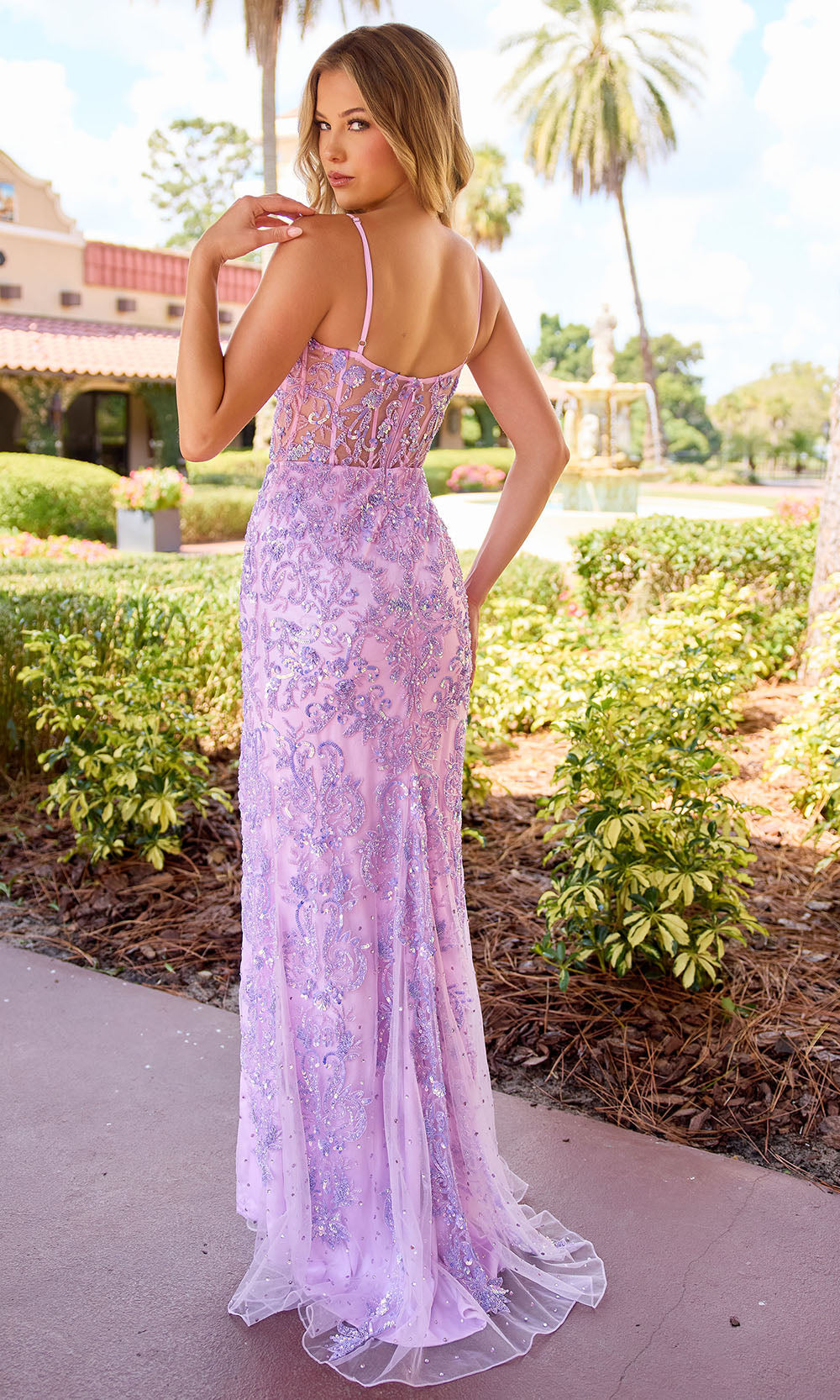 Primavera Couture 4549 - Beaded Detail Spaghetti Strap Long Dress Prom Dresses