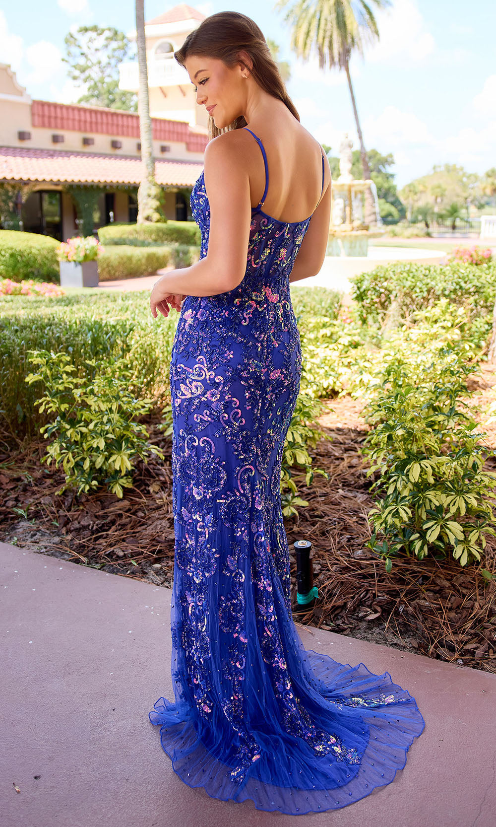 Primavera Couture 4549 - Beaded Detail Spaghetti Strap Long Dress Prom Dresses