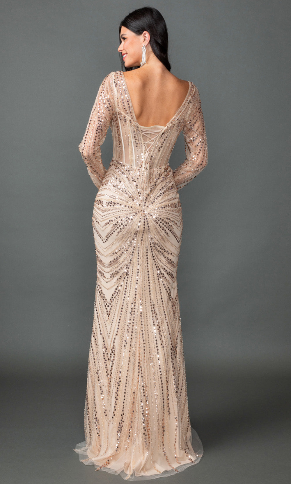 Dancing Queen 4550 - Sweetheart Sequin Embellished Prom Gown Mother of the Bride Dresses in Champagne 