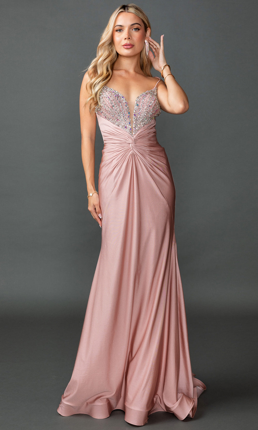Dancing Queen 4553 - Beaded Plunge V?Neck Mermaid Prom Dress Prom Dresses