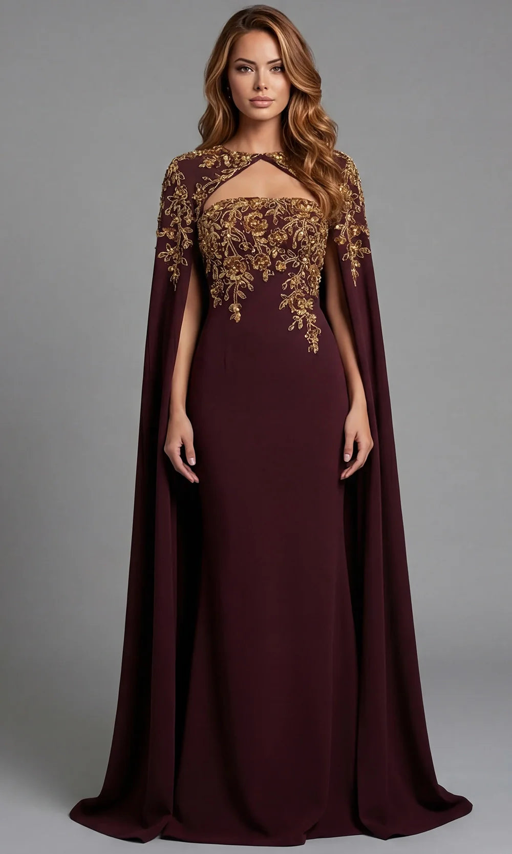 Jovani 45582 - High Neck Embroidered Evening Gown Prom Dresses  in Brown  