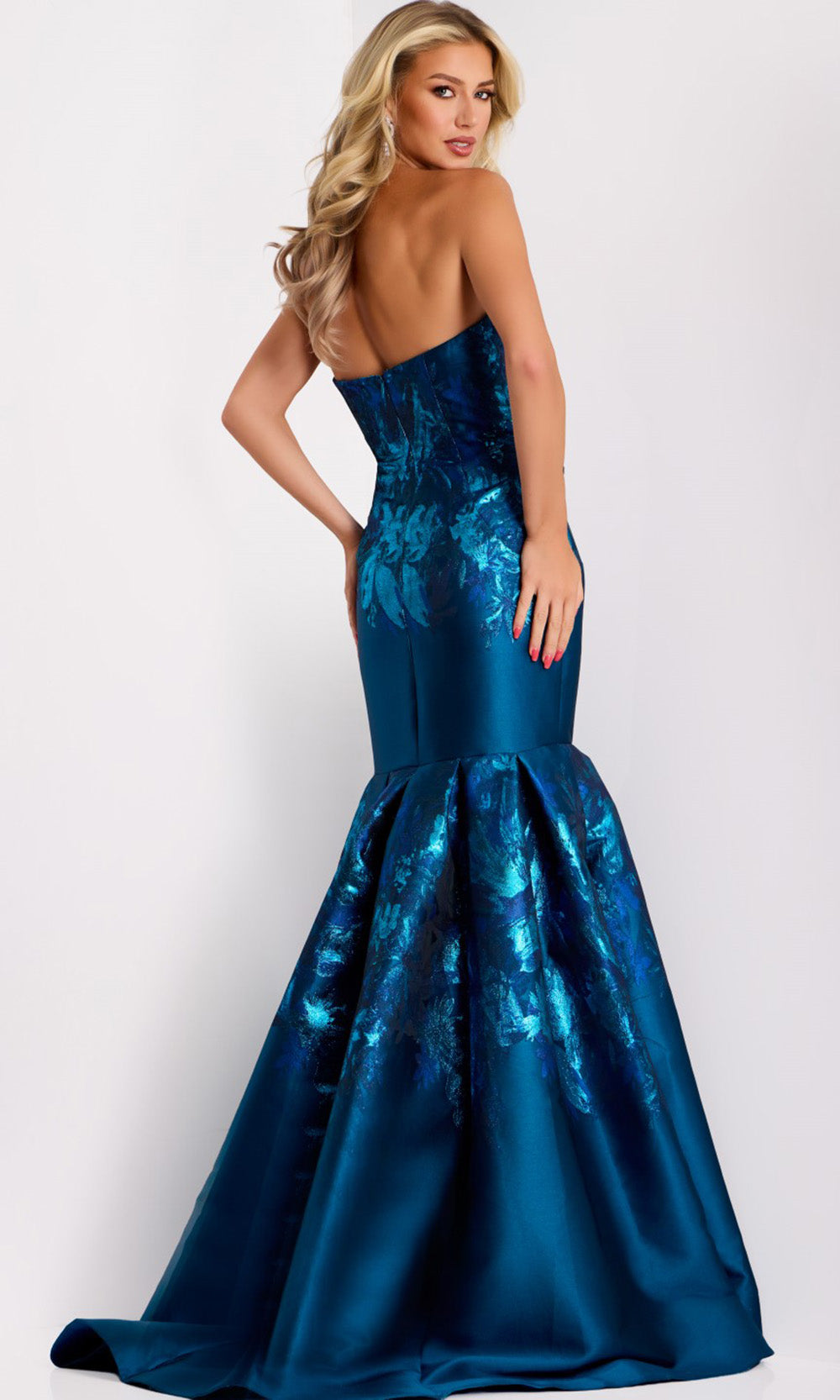 Jovani 45614 - Floral Textured Mermaid Evening Gown Prom Dresses