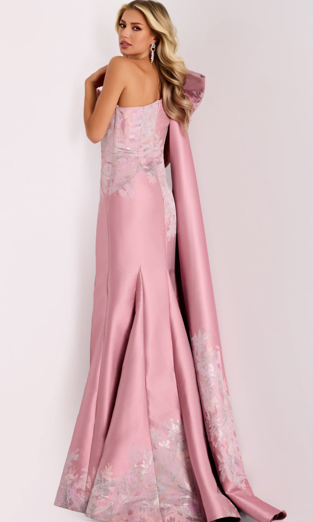 Jovani 45615 - Elegant One Shoulder Gown with Cape Detail Formal Gowns