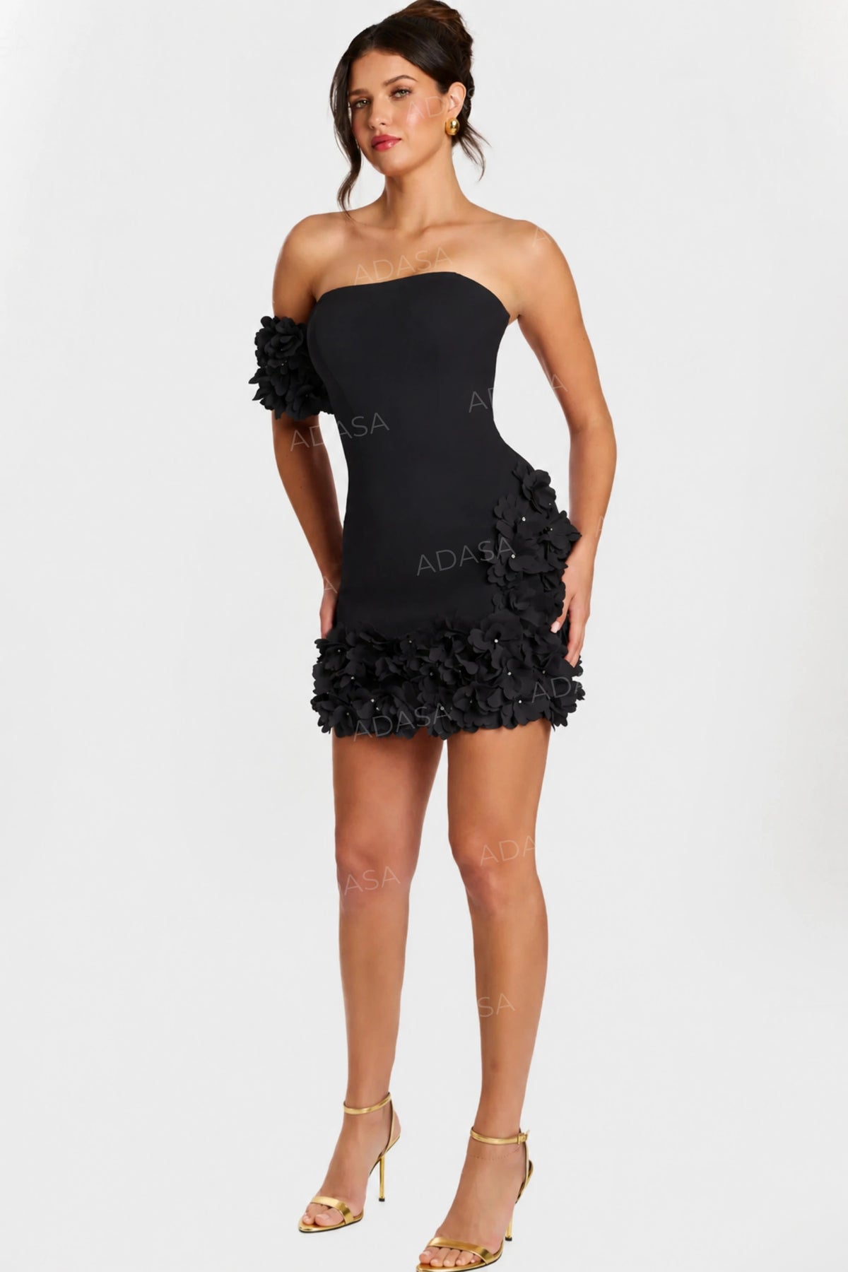 Jovani 45635 - 3D Floral Applique Sheath Short Dress