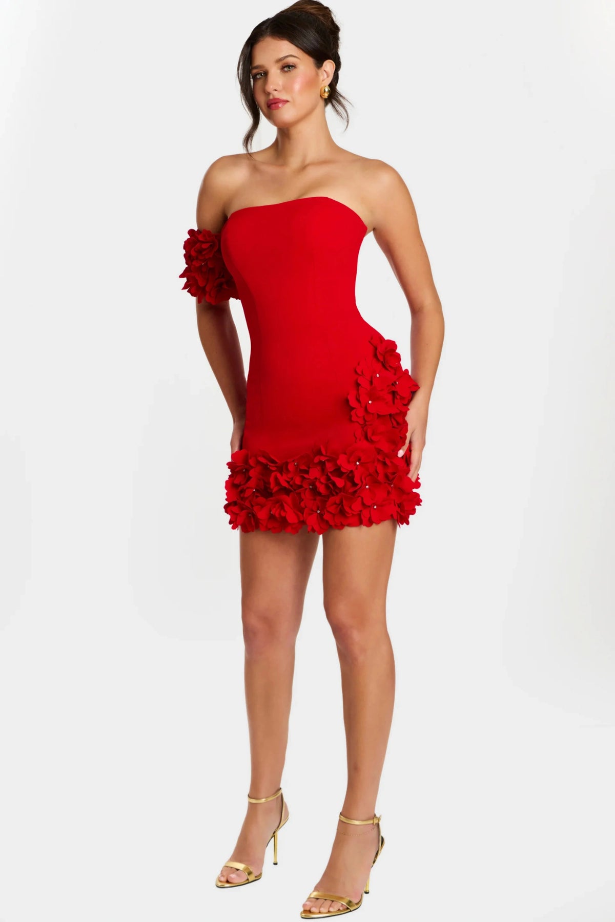 Jovani 45635 - 3D Floral Applique Sheath Short Dress