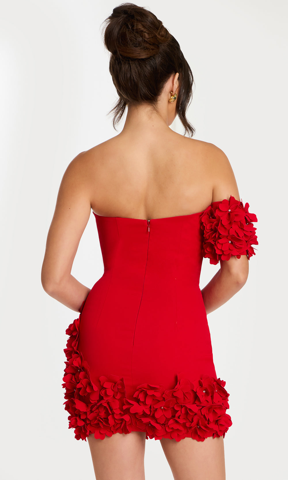 Jovani 45635 - 3D Floral Applique Sheath Short Dress Homecoming Dresses  in Red 