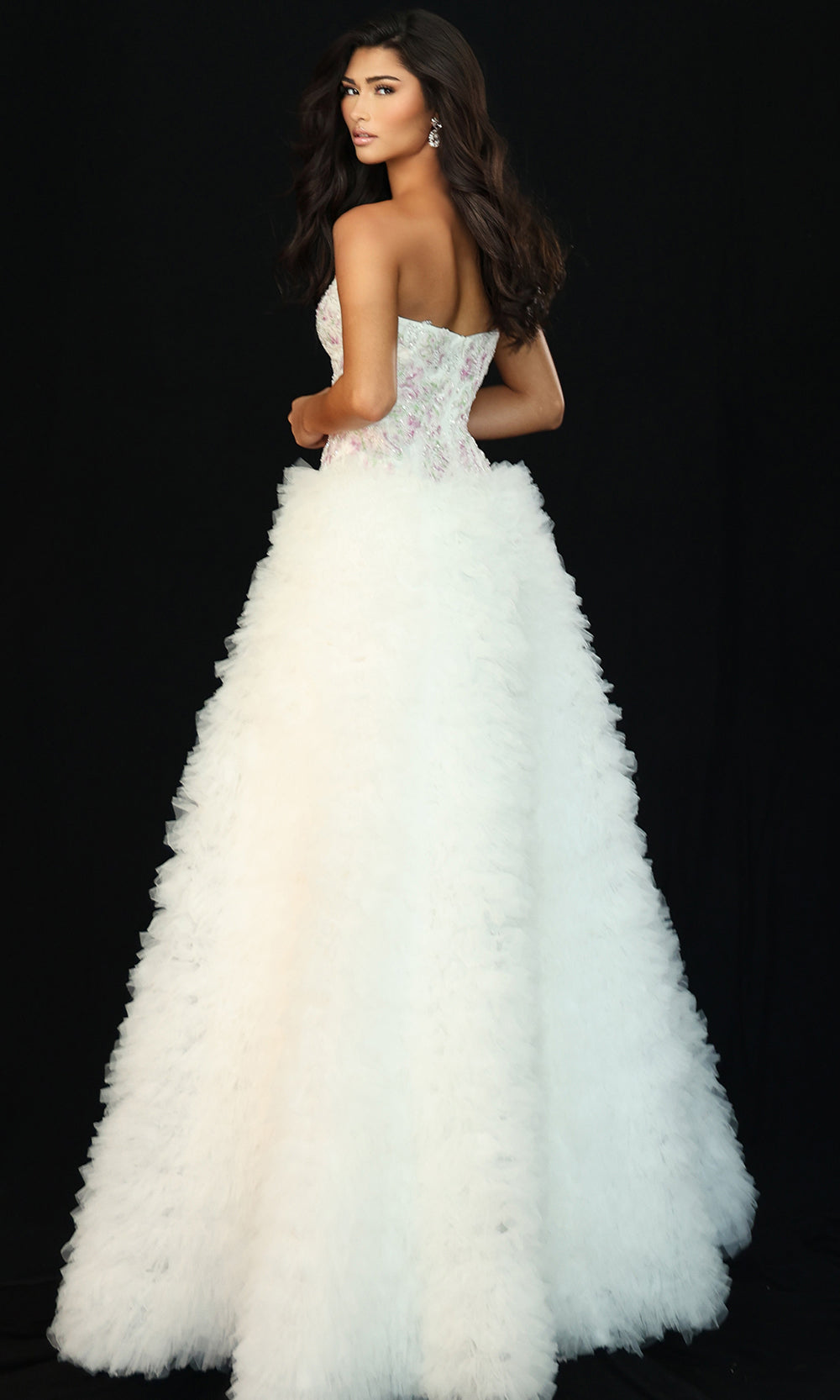 Jovani 45636 - Strapless Tulle Textured Ruffle Dress Prom Dresses