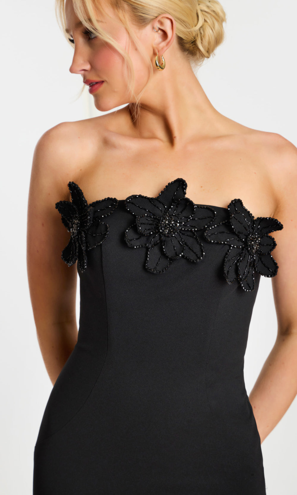 Jovani 45640 - Tea Length Embellished Neckline Sheath Dress Cocktail Dresses  in Black  