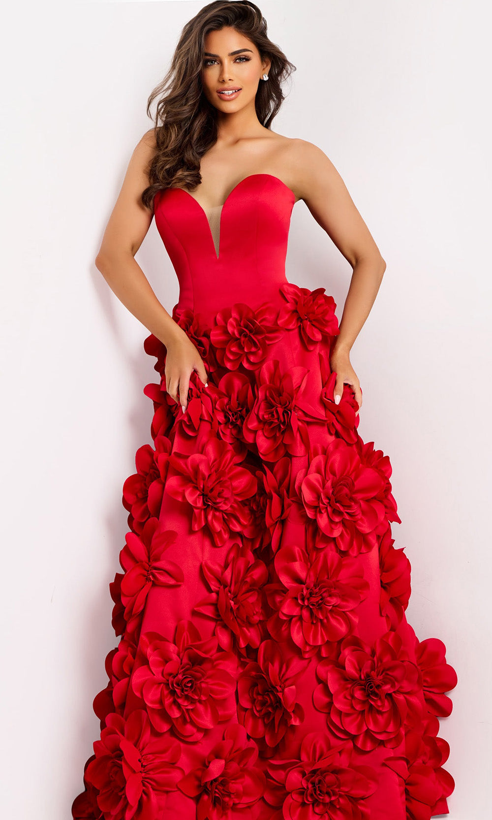 Jovani 45661 - Dimensional Floral Sweetheart Prom Gown