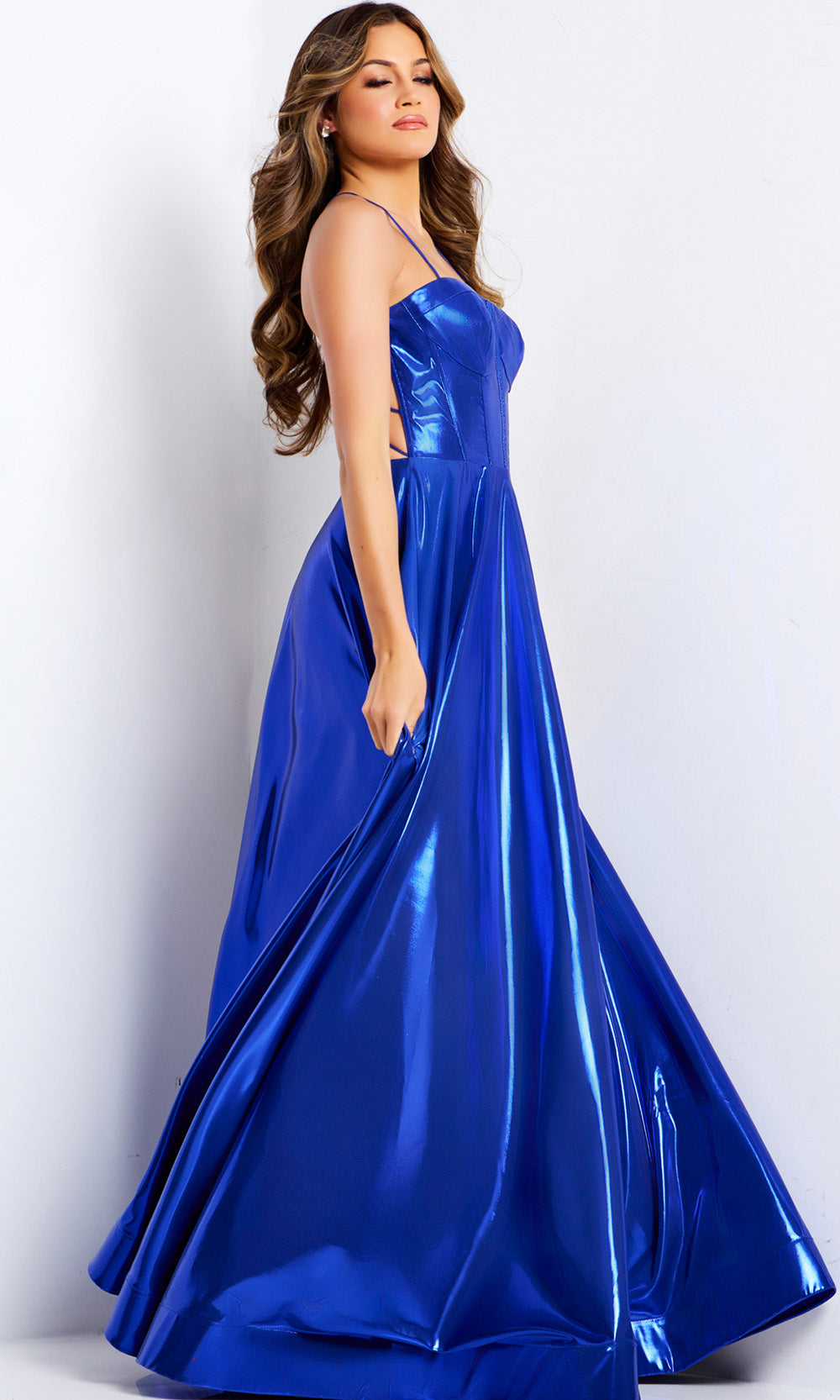satin a-line dress with strappy lace-up back Women's Black Satin Lace Up Back Maxi Slip Dress