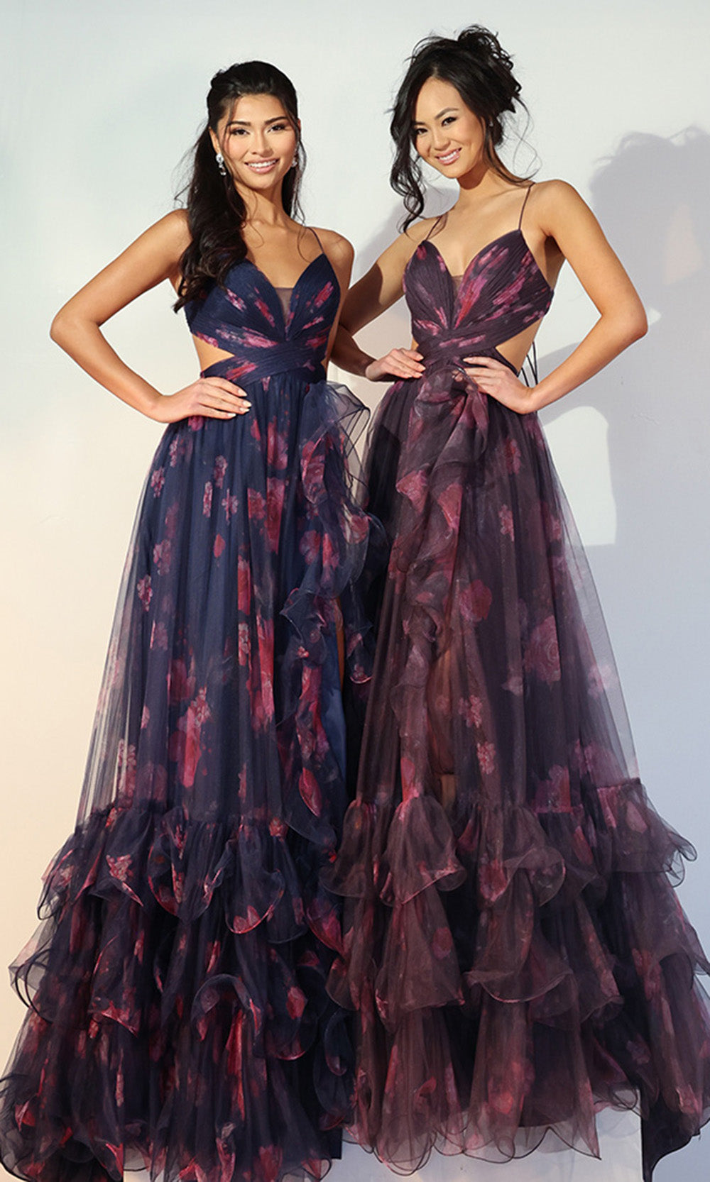 Jovani 45712 - Floral Tulle Spaghetti Strap Prom Gown Special Occasion Dress