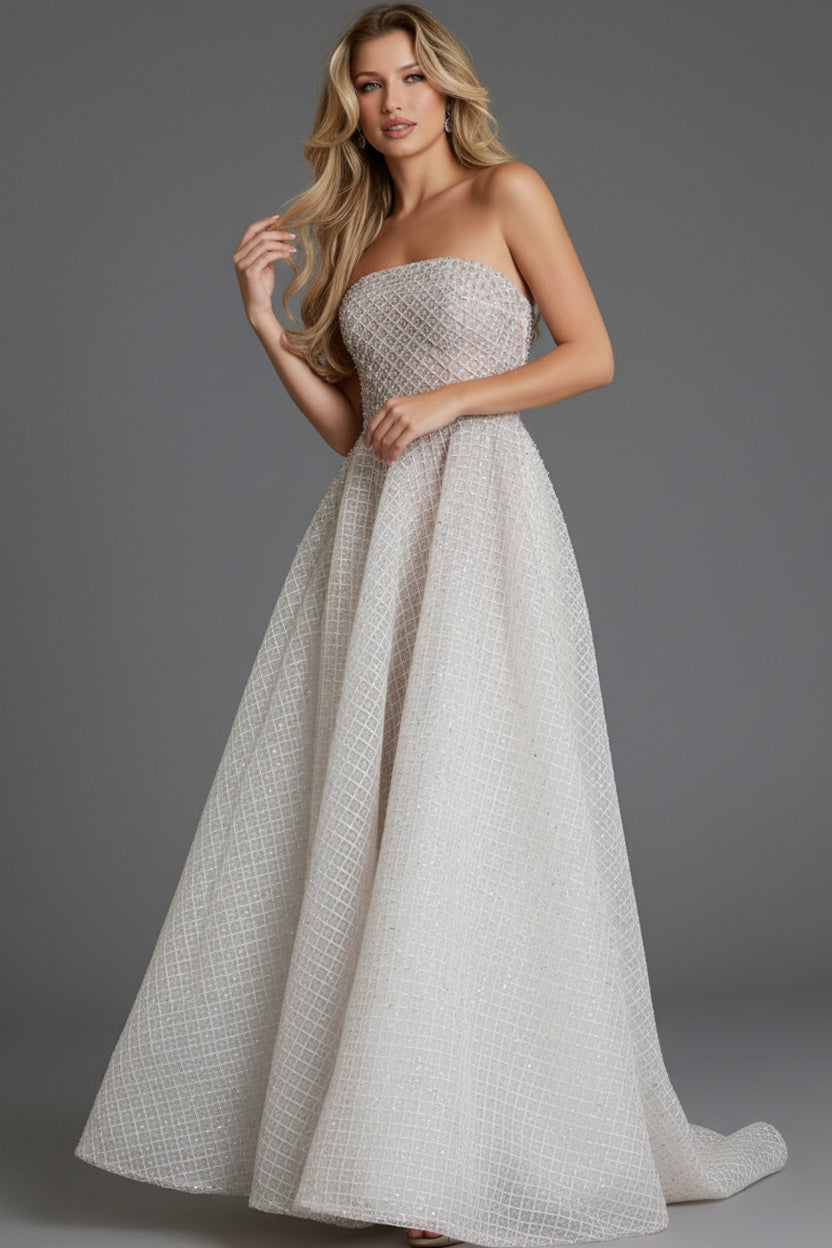 Jovani 45788 - Textured Bodice A-Line Prom Gown Prom Dresses in In Brown