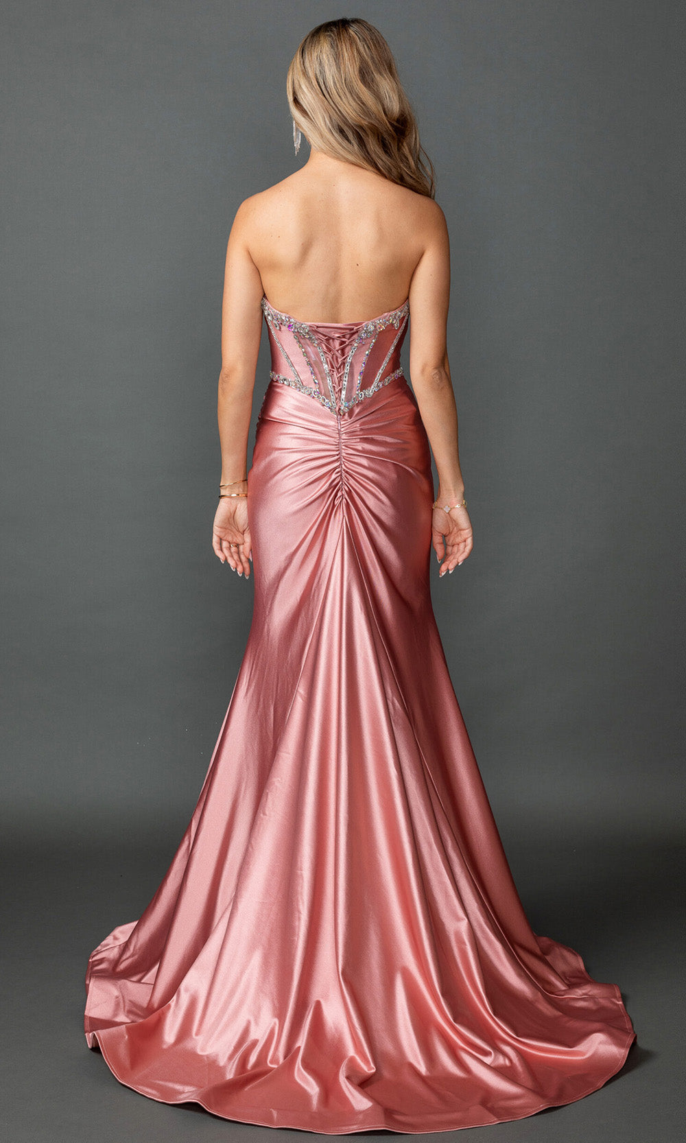 Dancing Queen 4580 - Sheath Skirt Multicolor Beaded Prom Gown Prom Dresses in Rose Gold