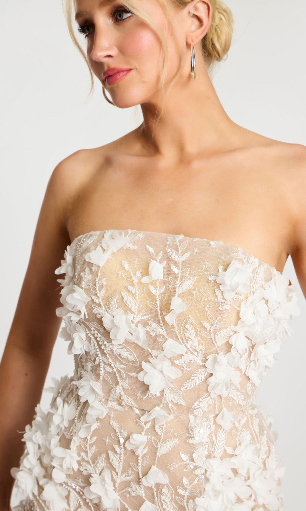 Jovani 45874 - Straight Neckline Floral Illusion Gown