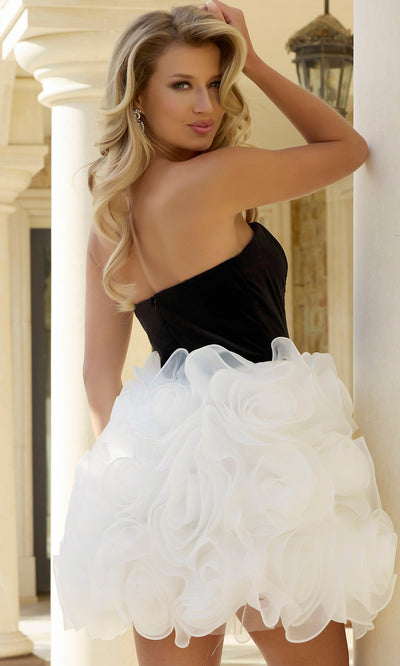 Jovani 45880 - Strapless Two Tone Dress with 3D Rosette Homecoming Dresses