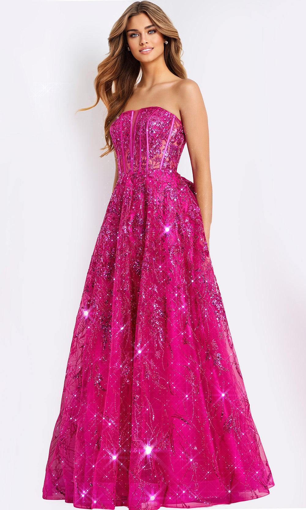 Jovani 45913 - Strapless Shimmer A-Line Prom Gown Prom Dresses